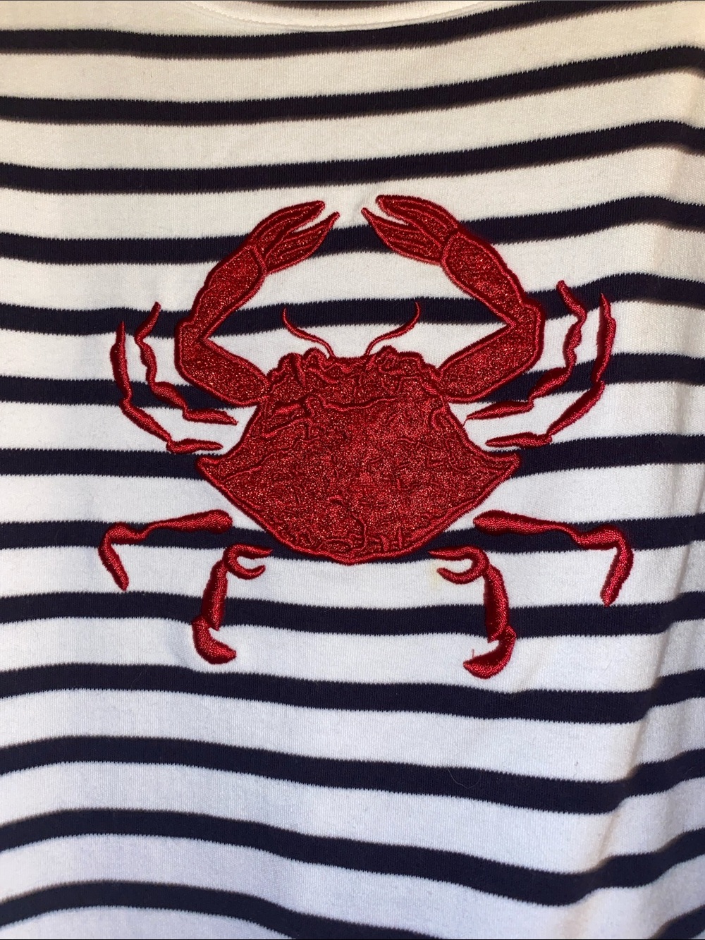 Nautical Stripe Top with Red Crab Appliqué - Picture 3 of 3